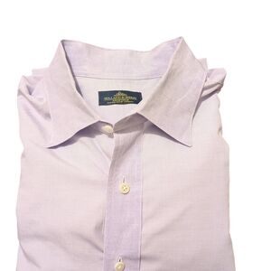 Holland & Sherry Bespoke Shirt Purple Microcheck Made USA Custom 24" P2P XL
